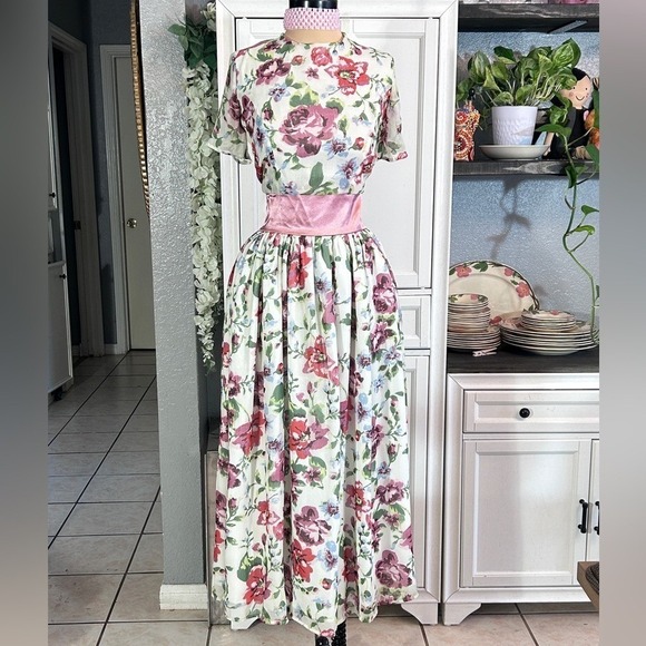 Vintage Housewife Handmade 1950's Inspired Floral Dress Modest Summer Spring - Picture 6 of 8